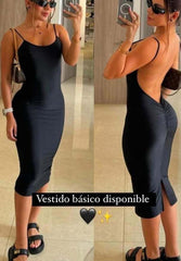 Vestido Espalda Descubierta Corrugado