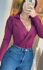 Body Cuello V Manga Larga