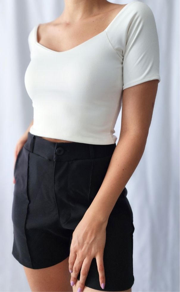 Crop Top Cuello Banedeja Mangas