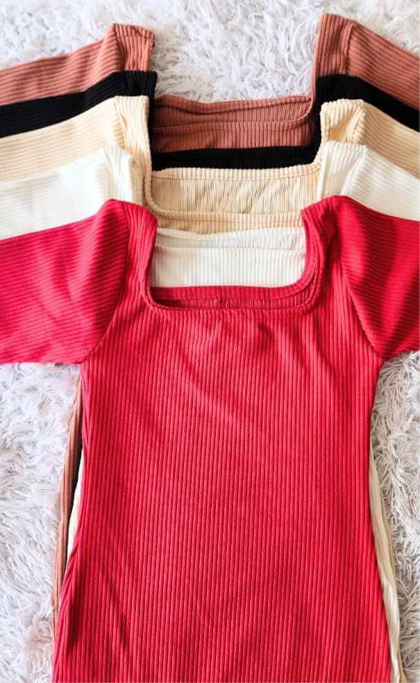 Vestido Cuello Cuadrado Rib
