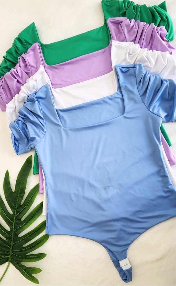 Body Cuello Cuadrado Manga Corrugadas Plus