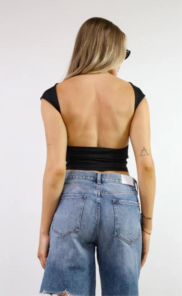 Crop Top Espalda Descubierta Siza Ancho