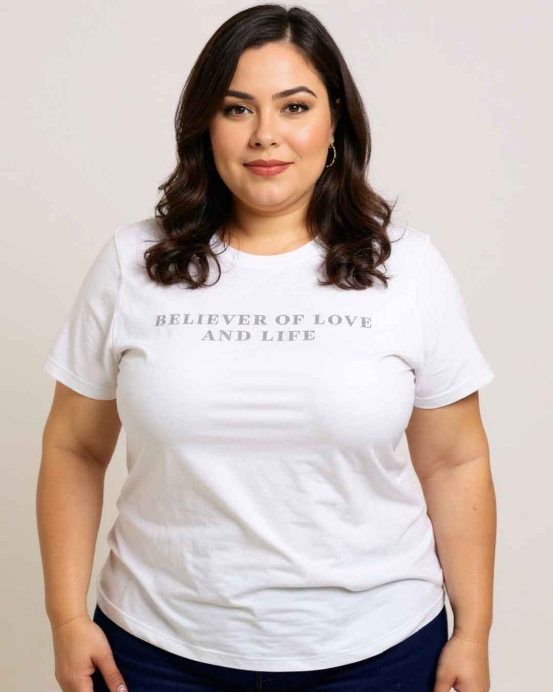 Camiseta Size Plus - Believer - Manga Básica