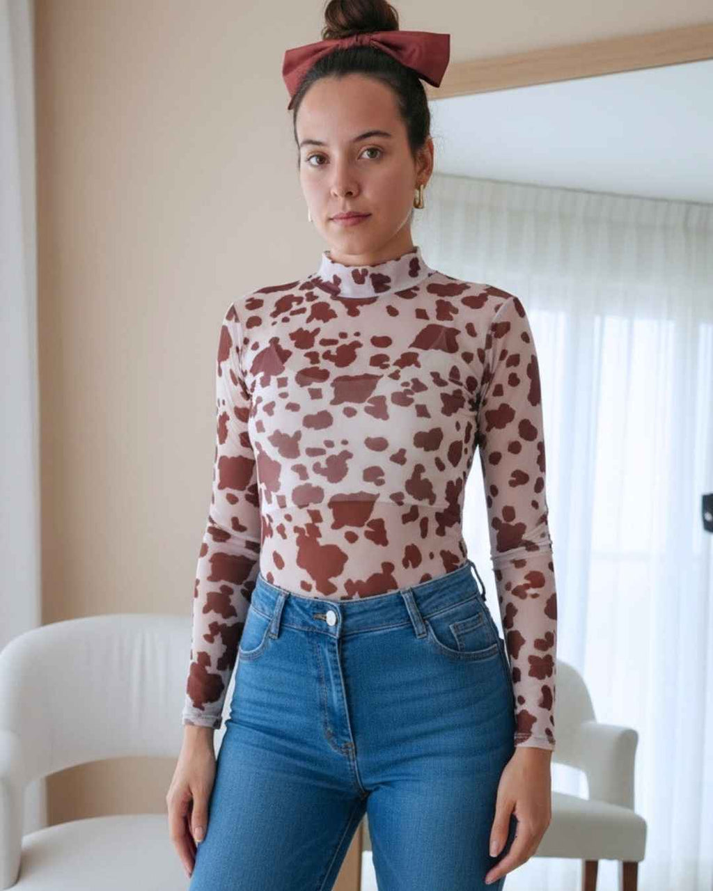 Body Malla Manga Larga (Vaca) + Crop Top