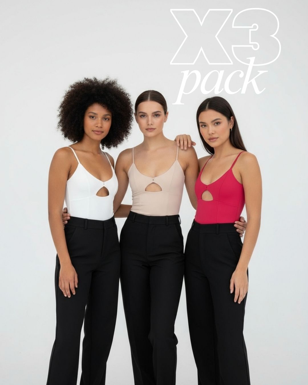Pack X3 (Blanco, Rojo, Beige) - Body Florencia