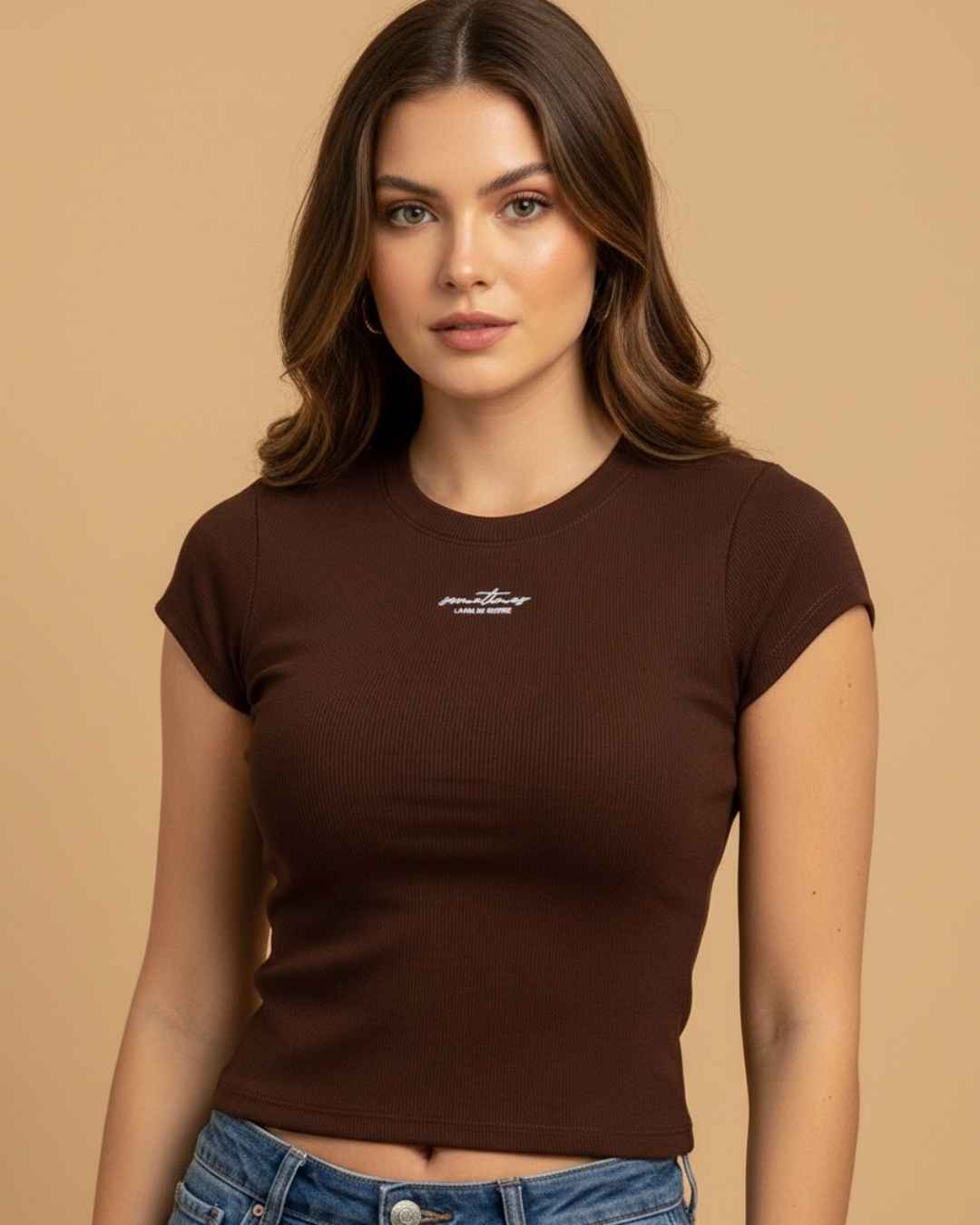 Blusa Camiseta Rib Americano Cuello Redondo Sometimes