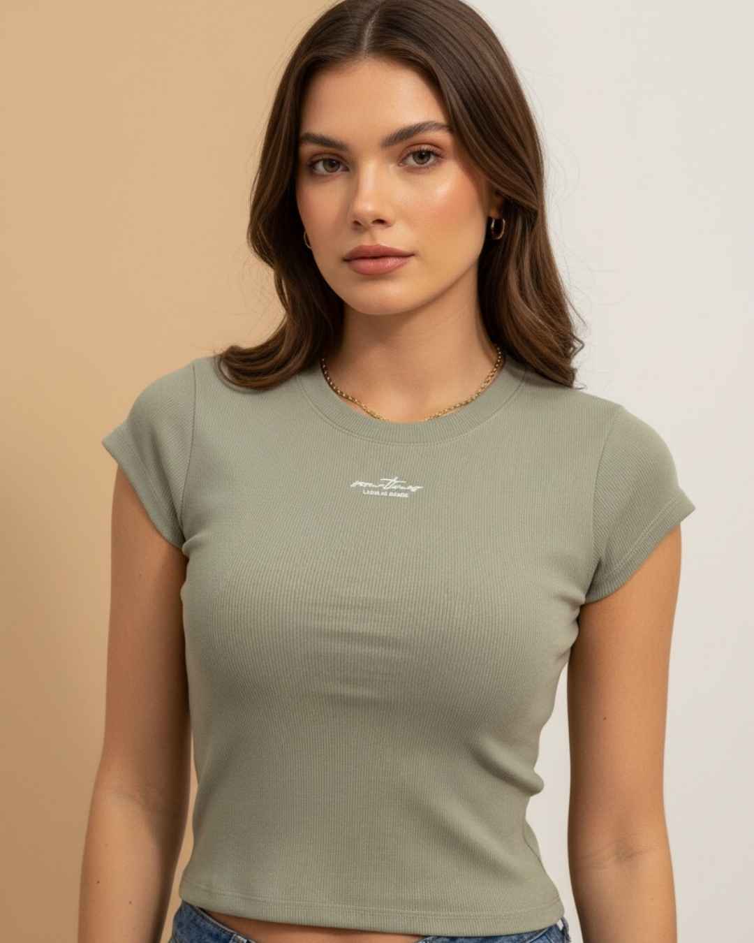 Blusa Camiseta Rib Americano Cuello Redondo Sometimes
