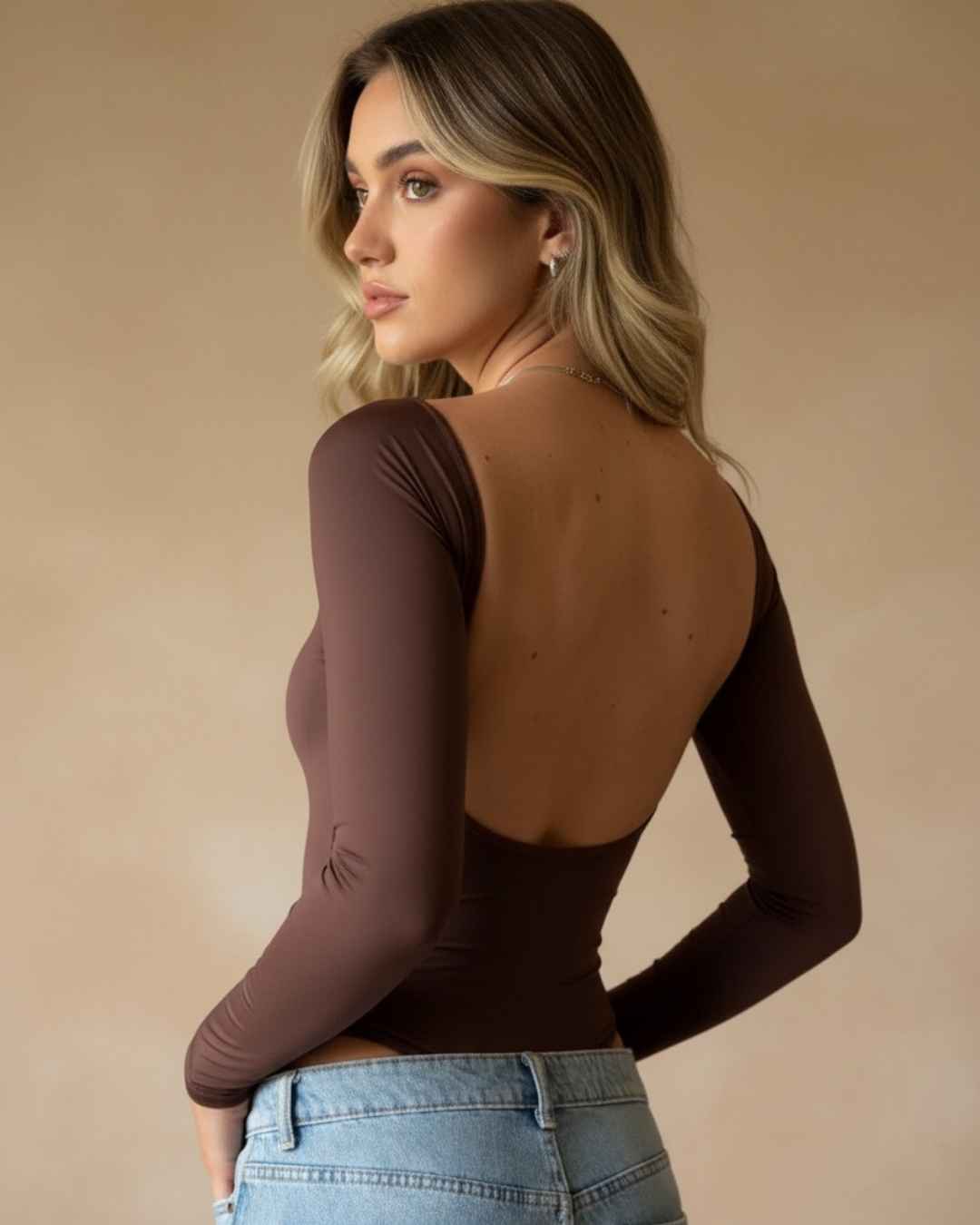 Body Manga Larga Espalda Descubierta Cuadrado