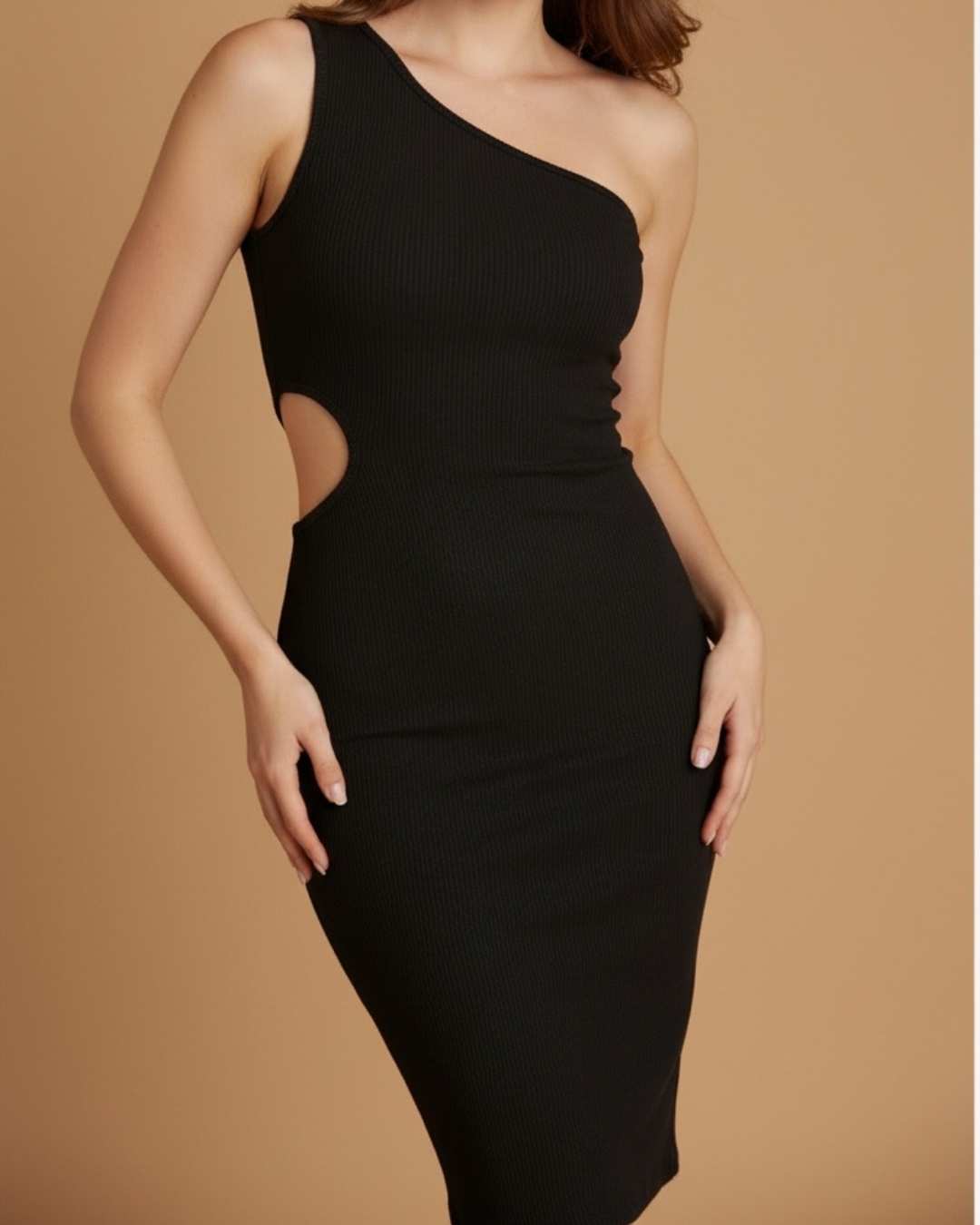 Vestido 1 Manga Abertura Rib