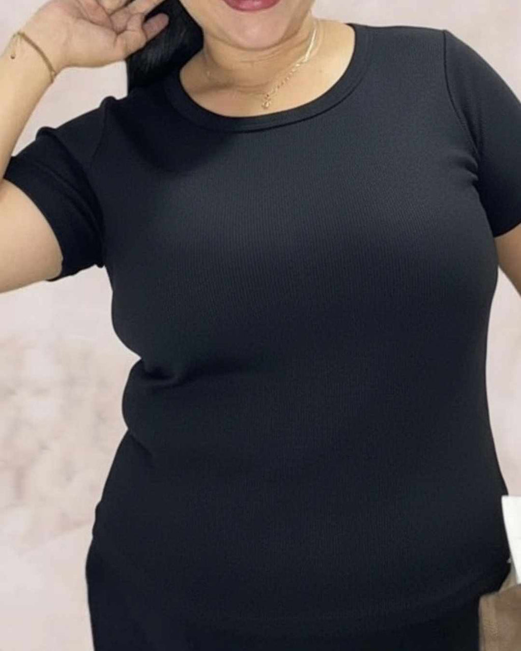 Blusa Rib Cuello Redondo Básica Plus