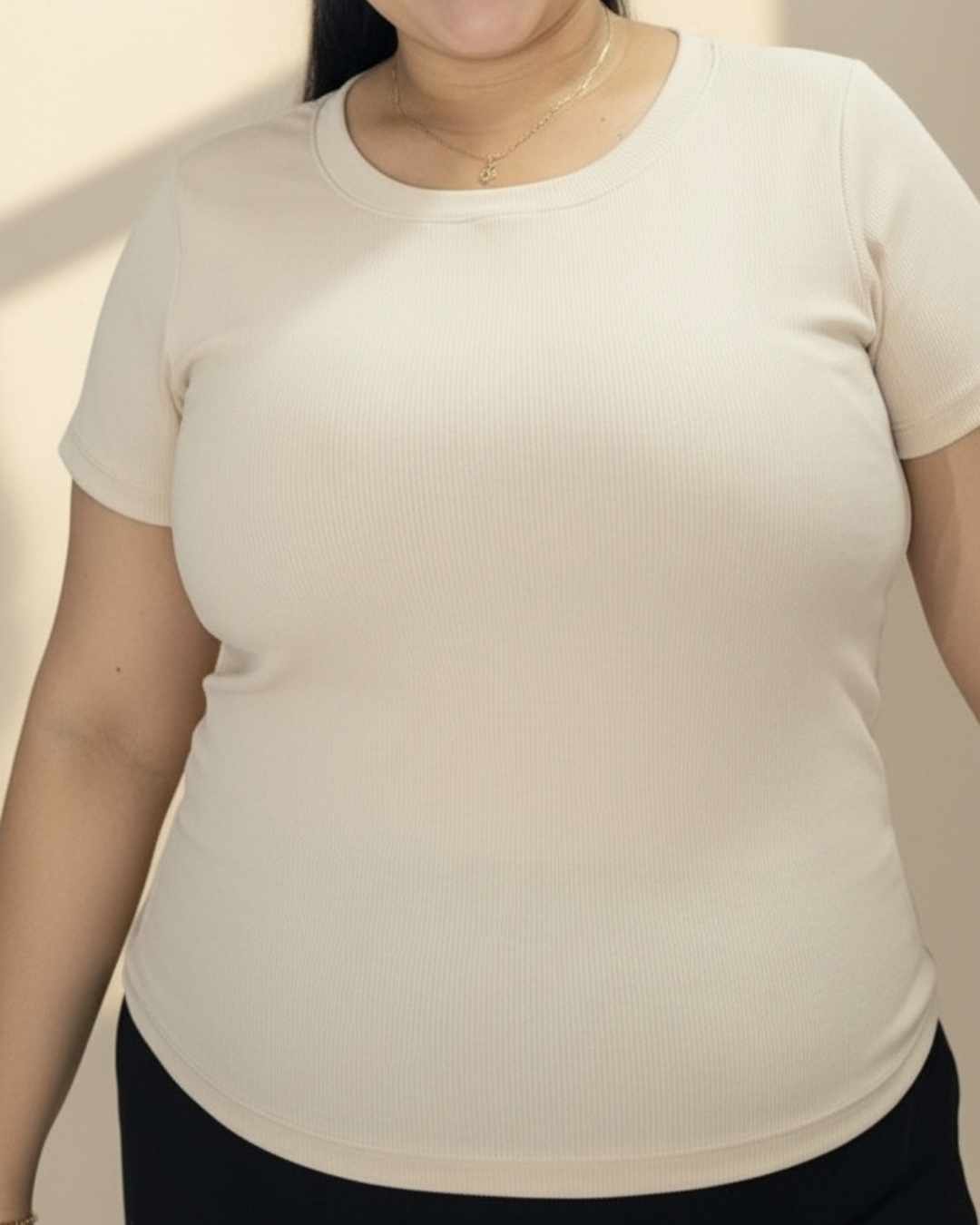 Blusa Rib Cuello Redondo Básica Plus