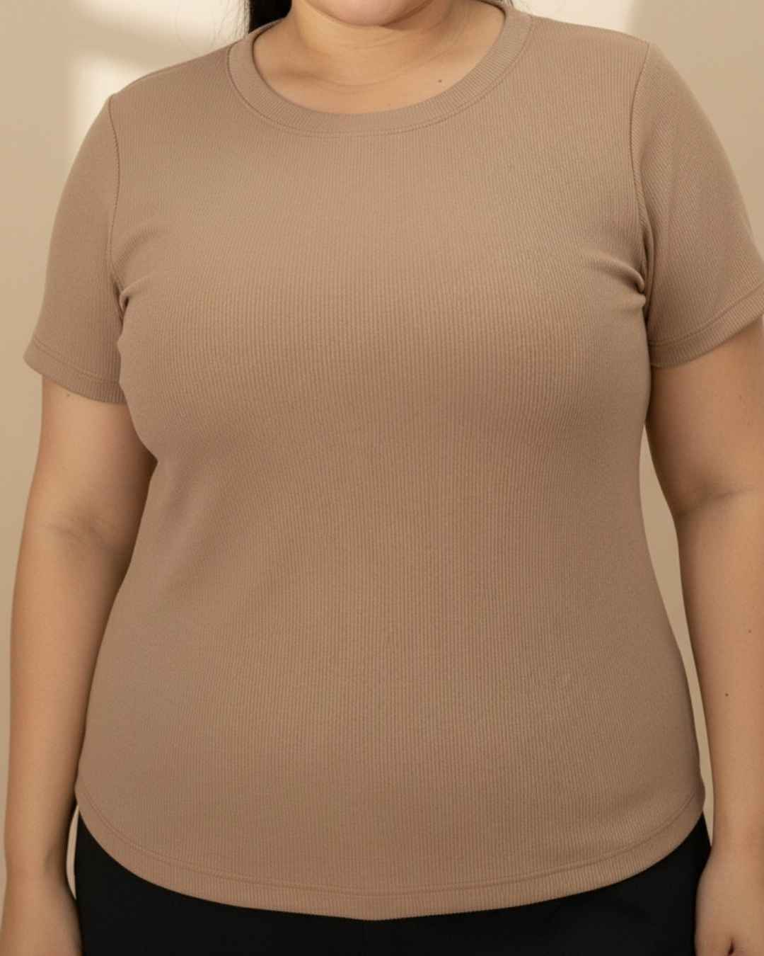 Blusa Rib Cuello Redondo Básica Plus
