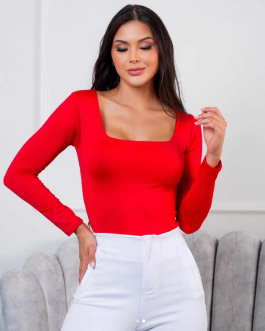 Square Neck Long Sleeve Bodysuit