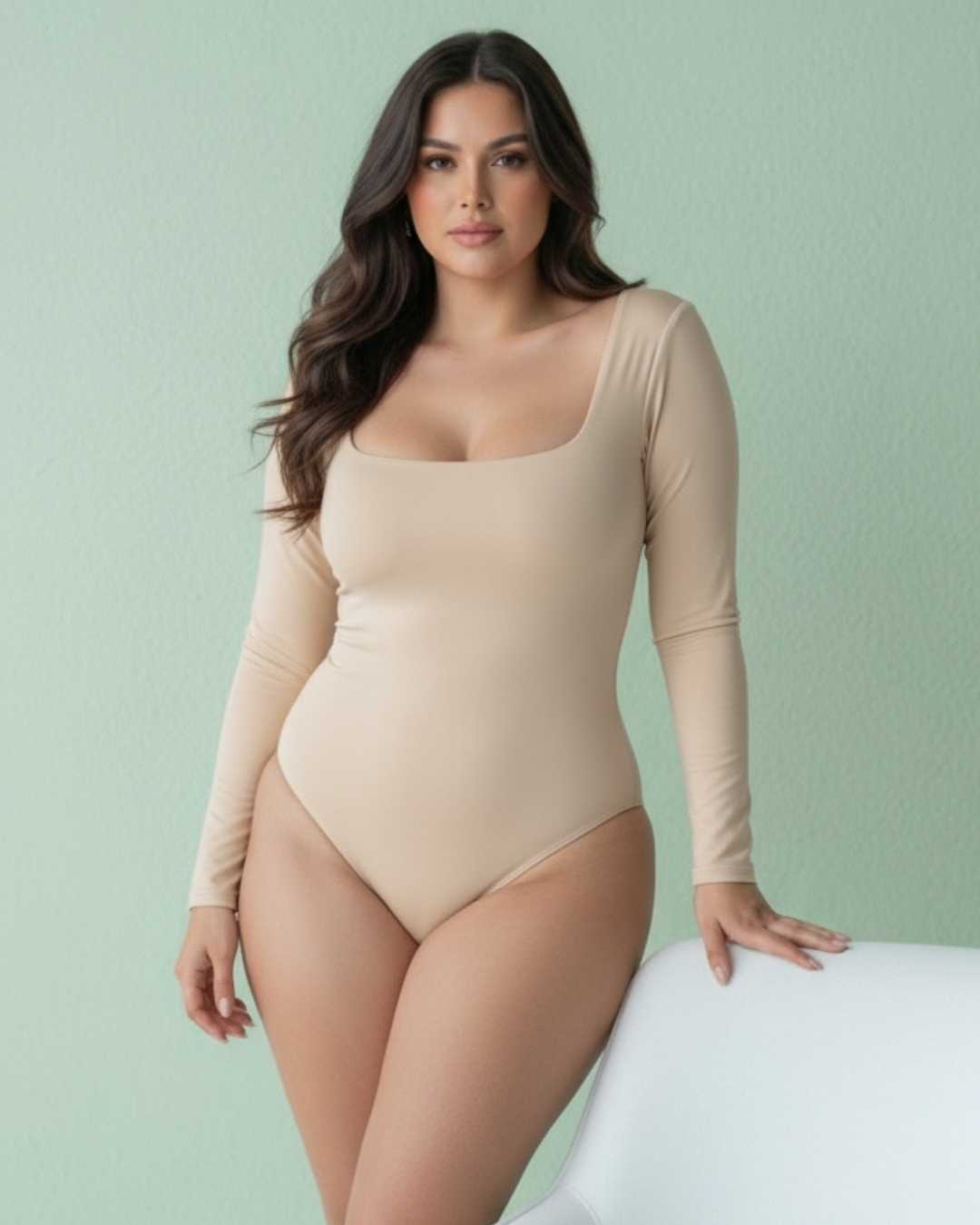 Square Neck Long Sleeve Bodysuit