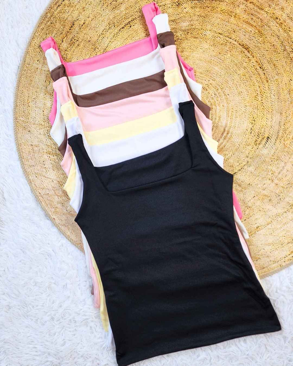 Square Neck Blouse with Thick Strips