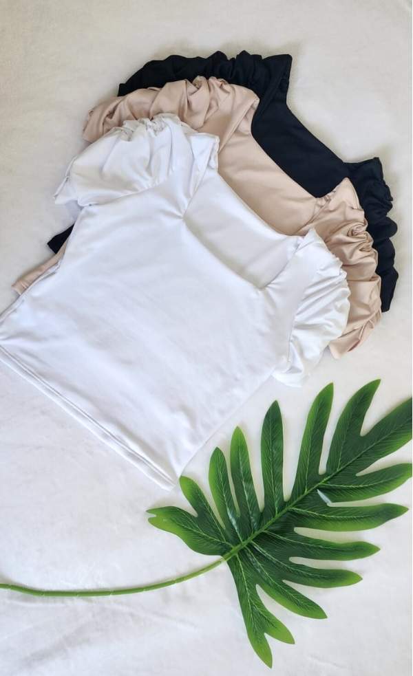 Blusa Manga Corta Corrugada