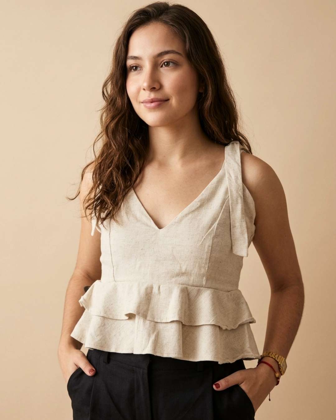 Blusa Lino Boleros Trenza