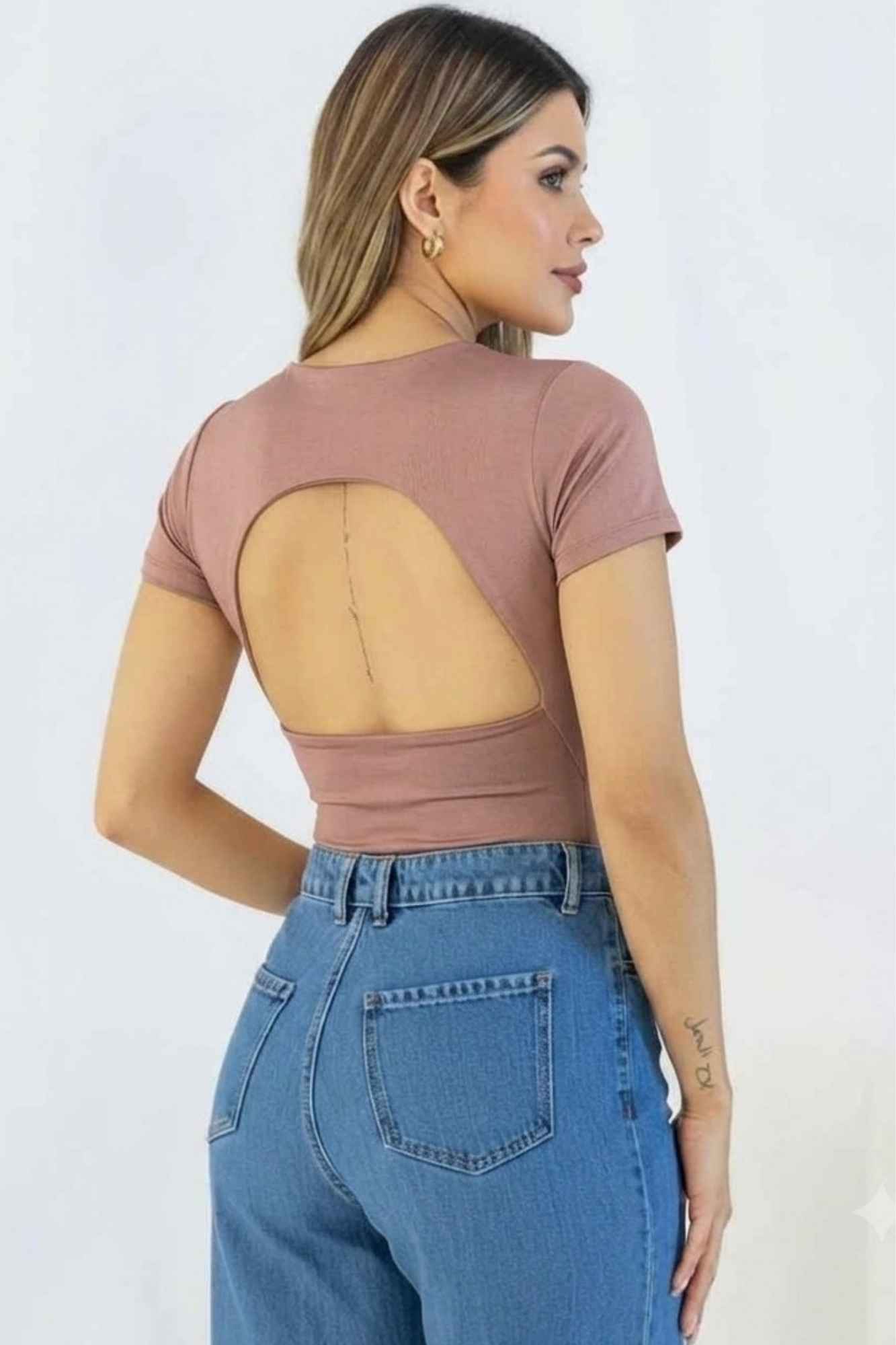 Body with Rolled Sleeves and Open Back