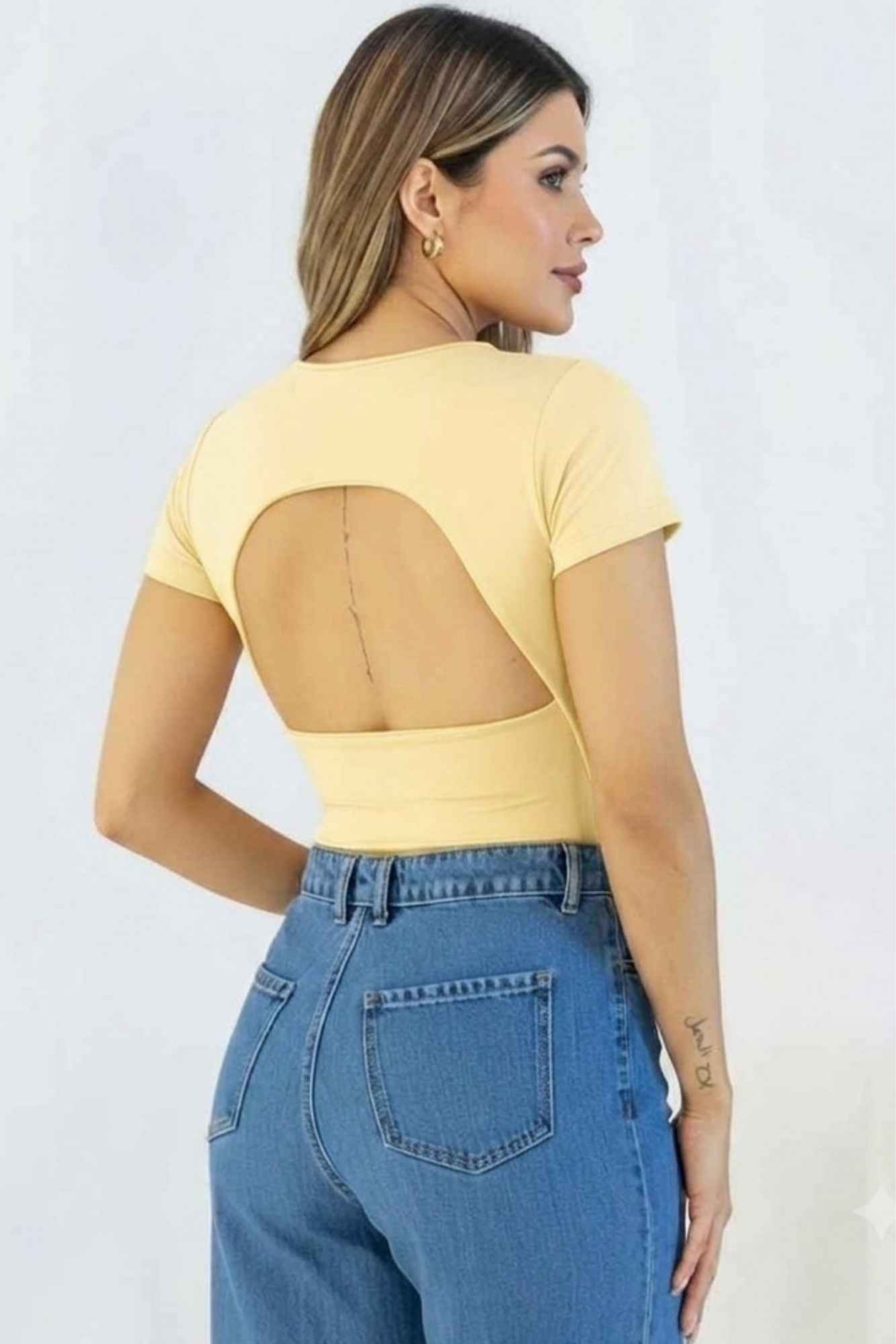 Body with Rolled Sleeves and Open Back