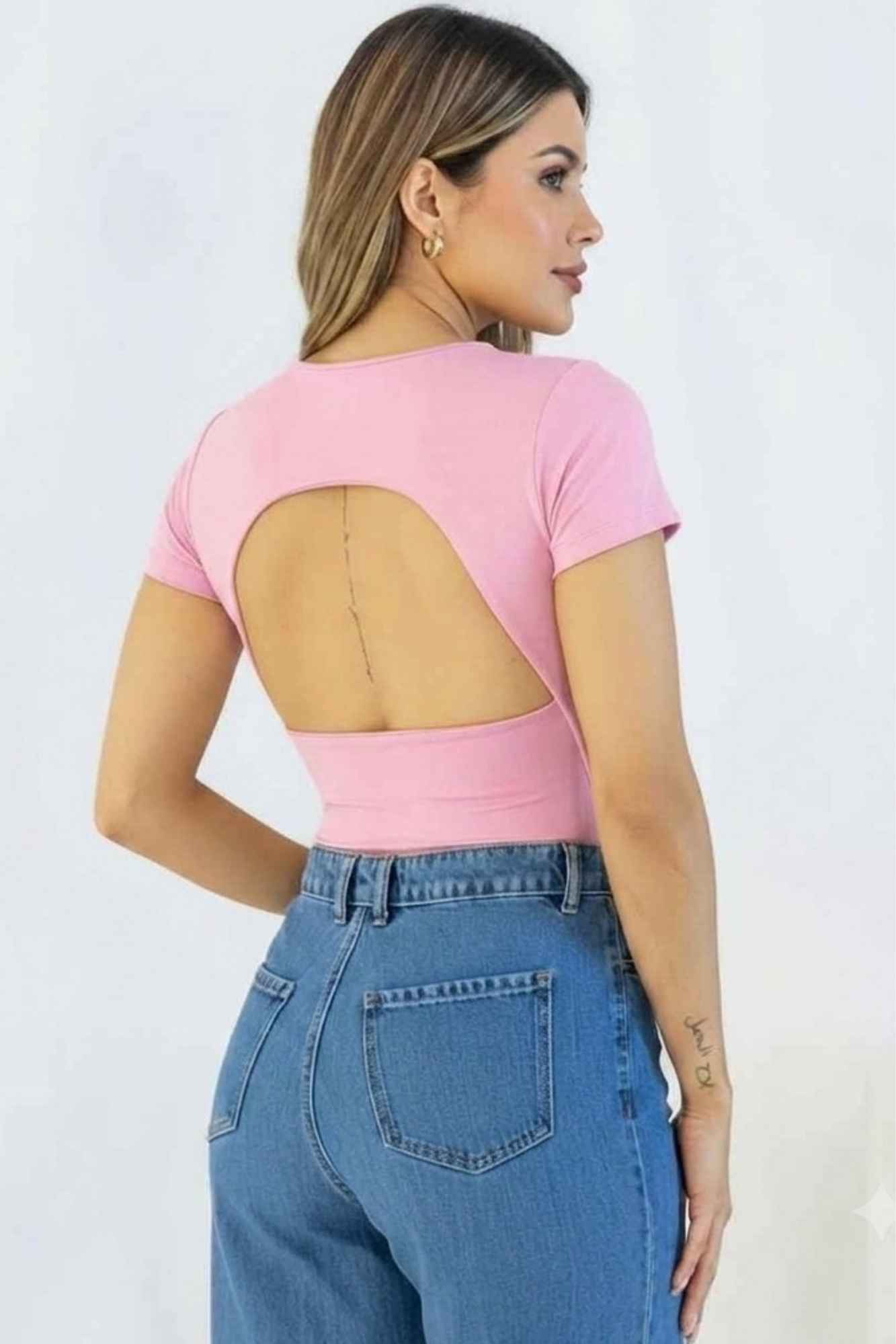 Body with Rolled Sleeves and Open Back