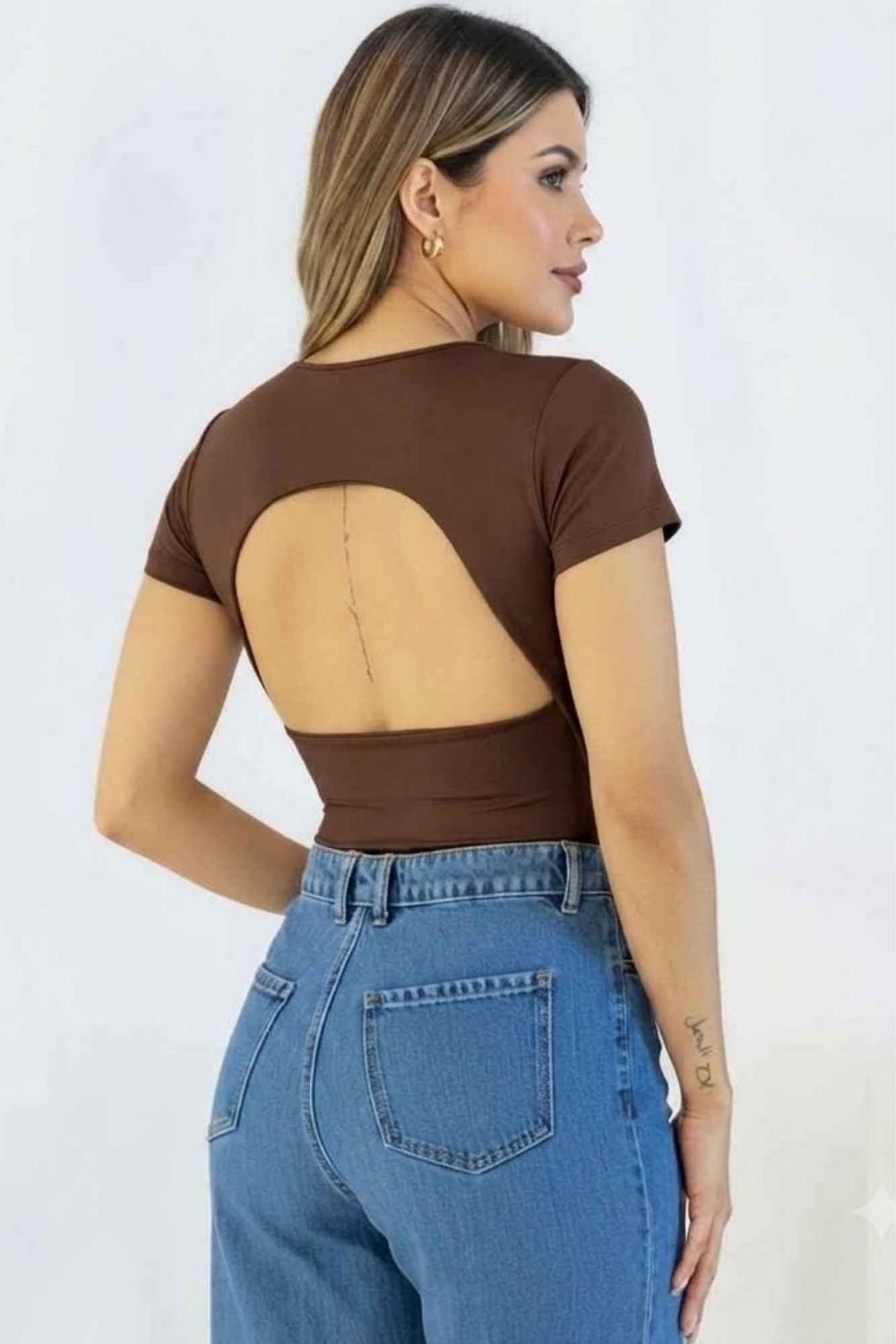 Body with Rolled Sleeves and Open Back