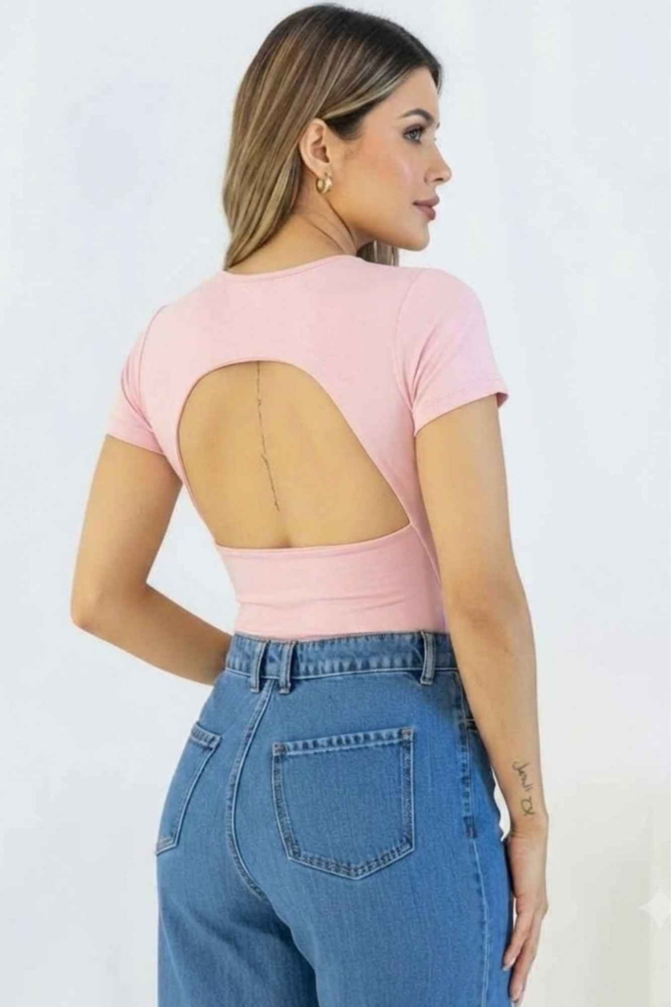 Body with Rolled Sleeves and Open Back