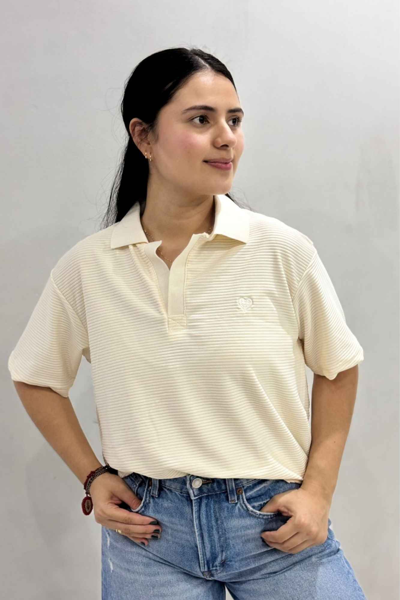 Camiseta Polo Rayas Corazón